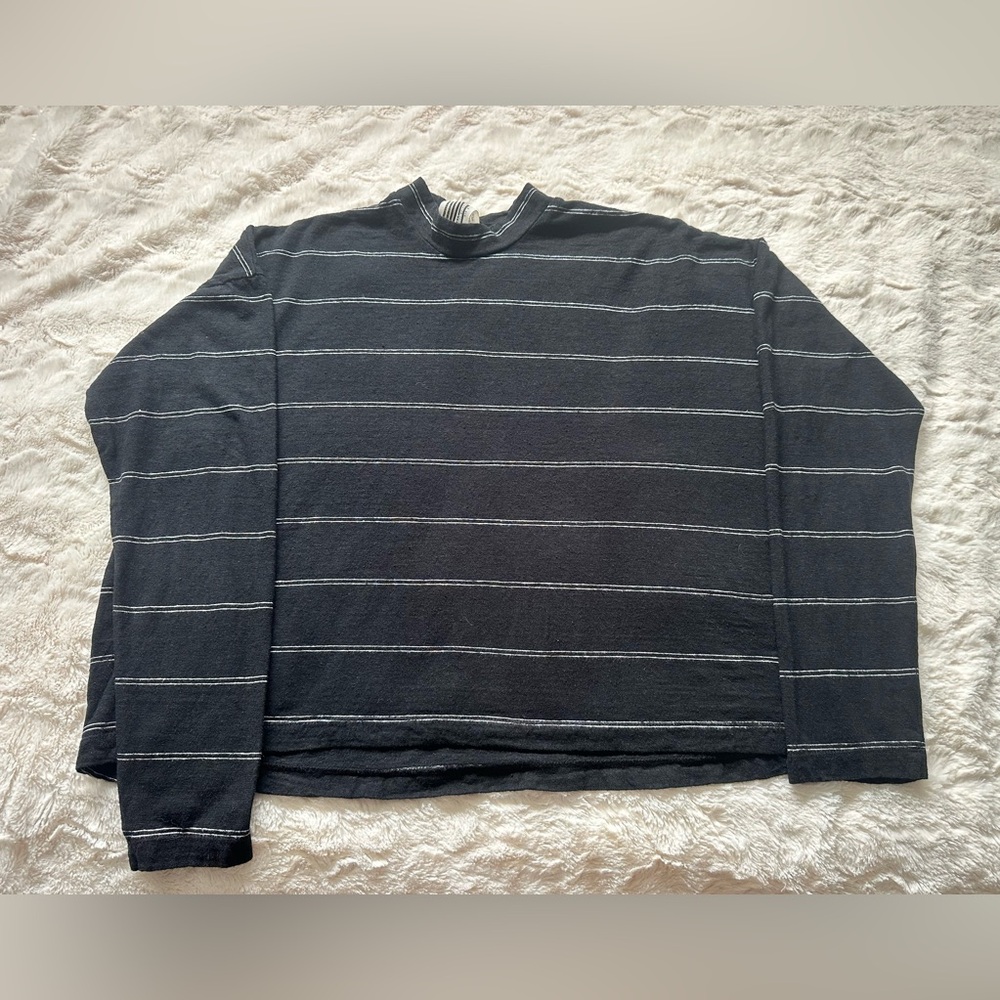 Free People Black striped  Long Sleeve blouse Size M